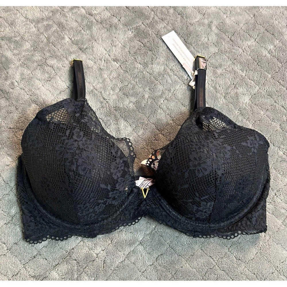 Victoria's Secret Freedom Cloud Lace Plunge Bra Black 34DD NWT